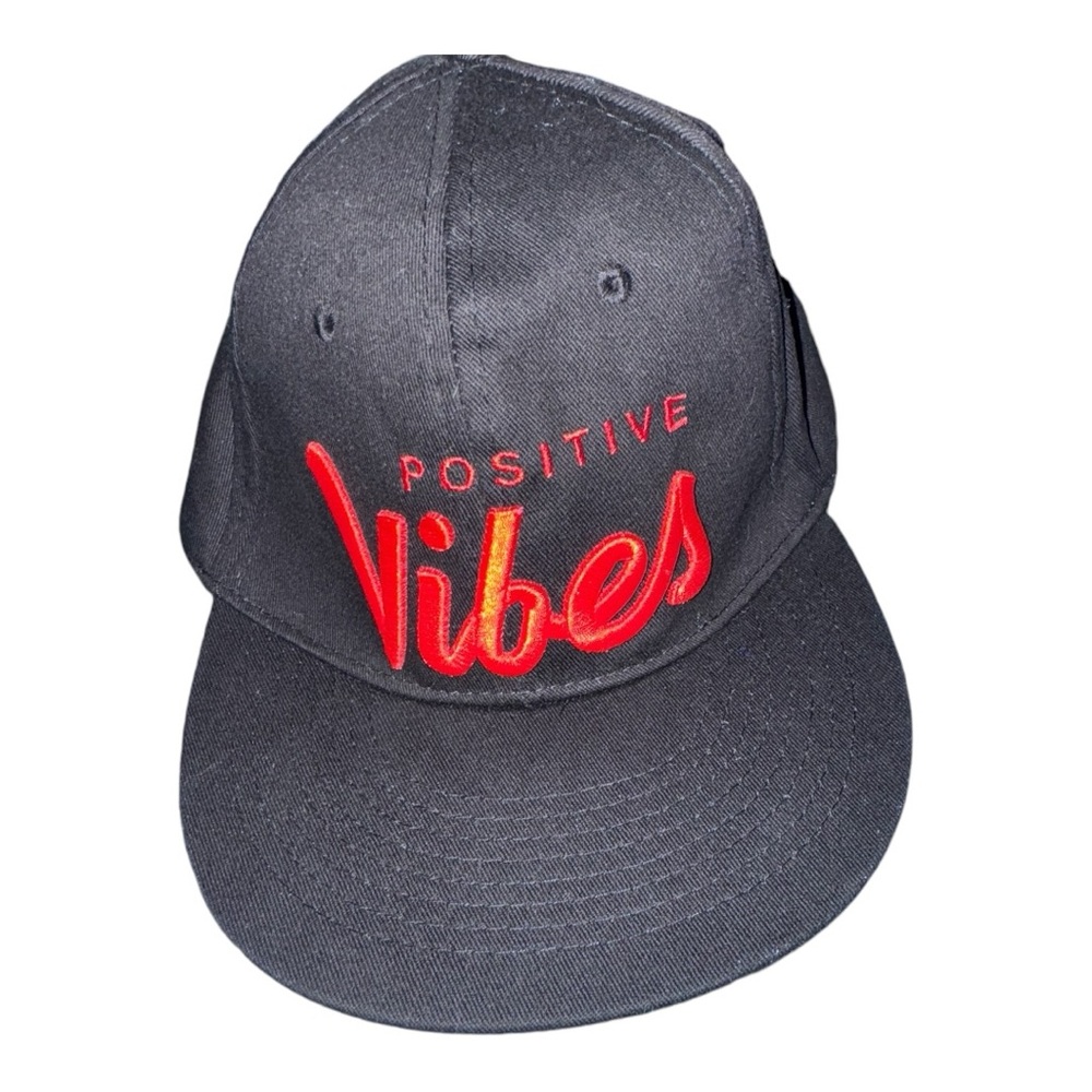 Positive Vibes Only Baseball Cap - Black Hat w/ Red Embroidery | Adjustable - Picture 1 of 1